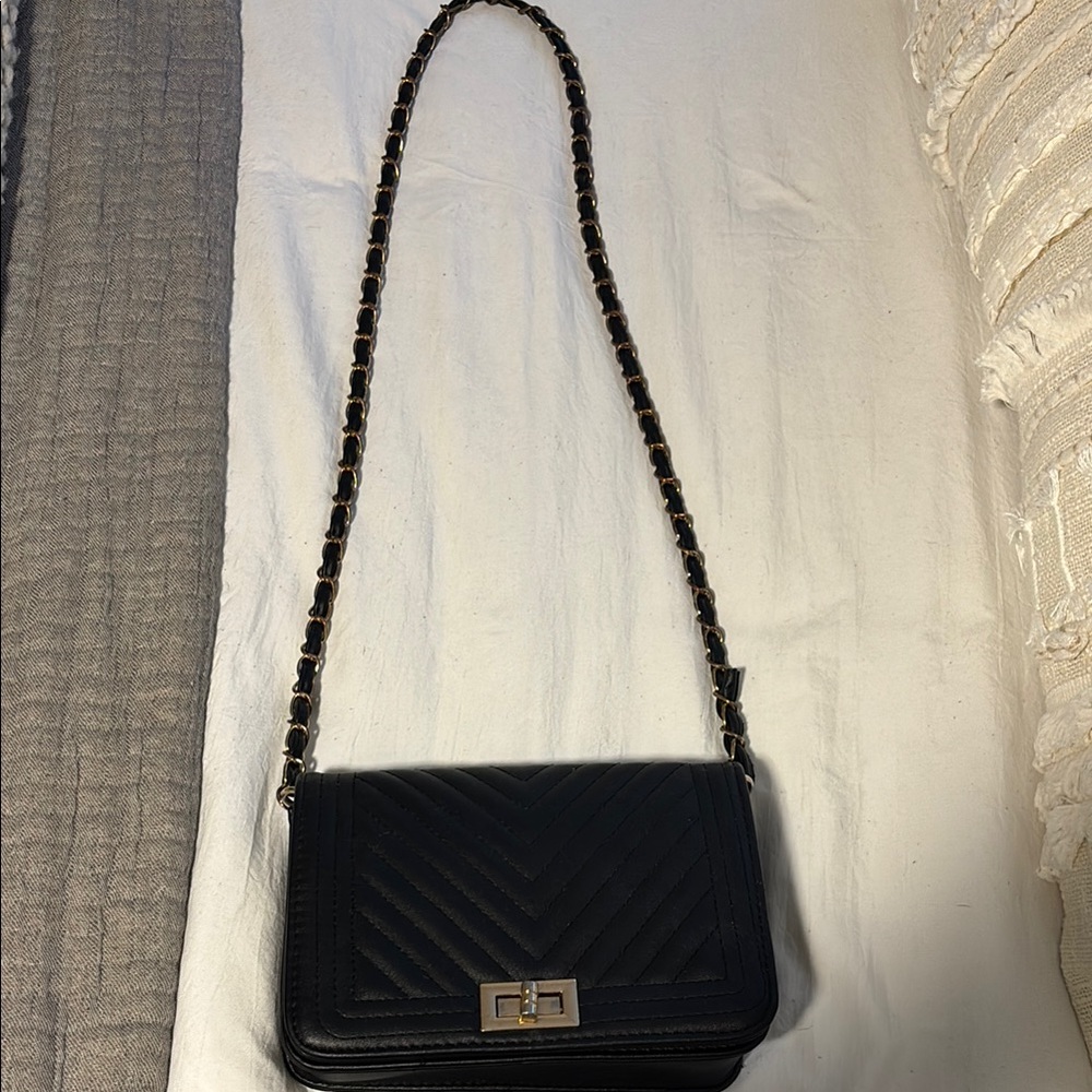 Black Quilted Crossbody Bag